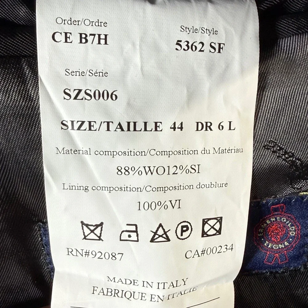 Ermenegildo Zegna Slim Fit Wool Silk Blend Suit Jacket Blazer Mens 44‎ Italian